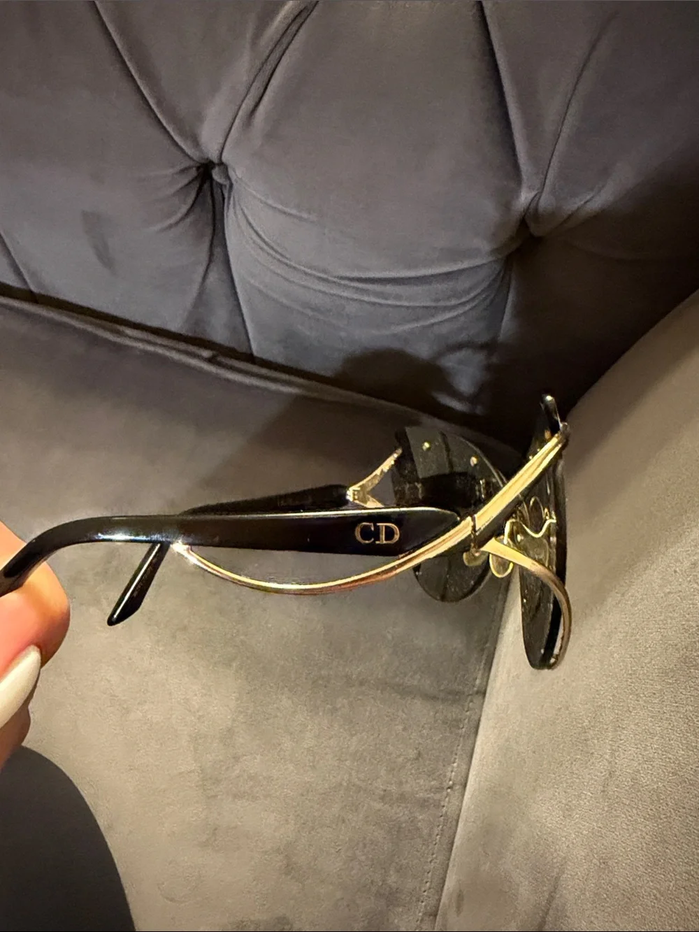 Dior Gold Frame Black Lens Women's Sunglasses